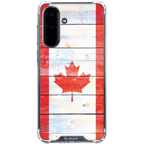 Canada Flag Light Wood Galaxy A36 5G Clear Case